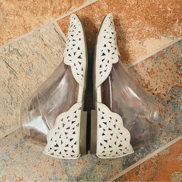 🎂Cute &Comfy Union Bay Leather White Cutout Scalloped Edge D’Orsay Style Flats! - Picture 4 of 14